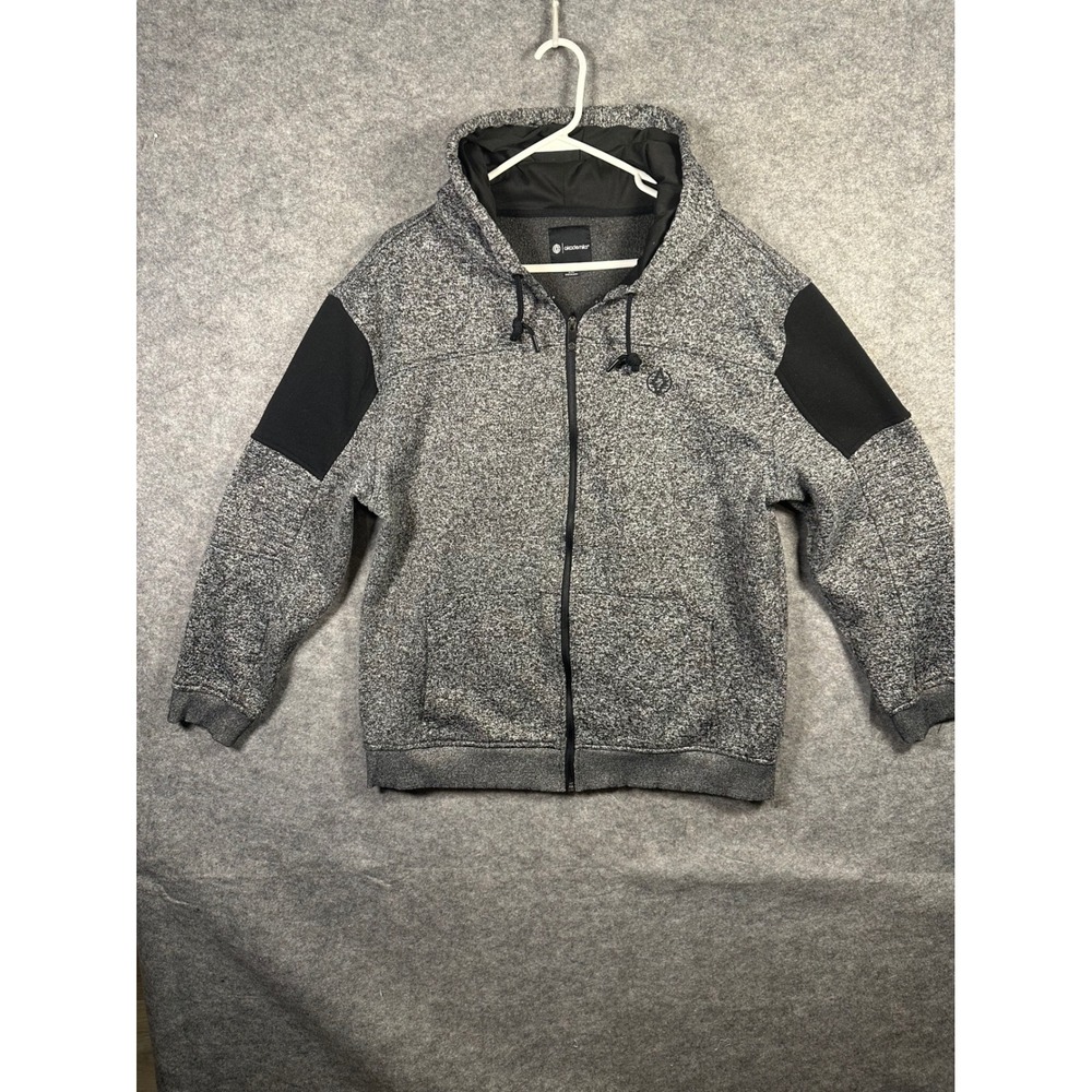 Akademiks 2XL‎ Gray Full Zip Hoodie Jacket Black Shoulder Accent Mens